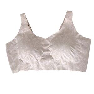 Bali Women's 3XL Floral Bralette Beige Wireless Adjustable Straps